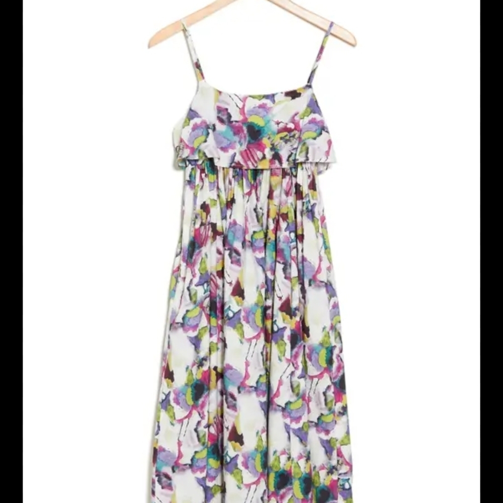 Women's White Floral Maxi Dress with Multi-Color Print